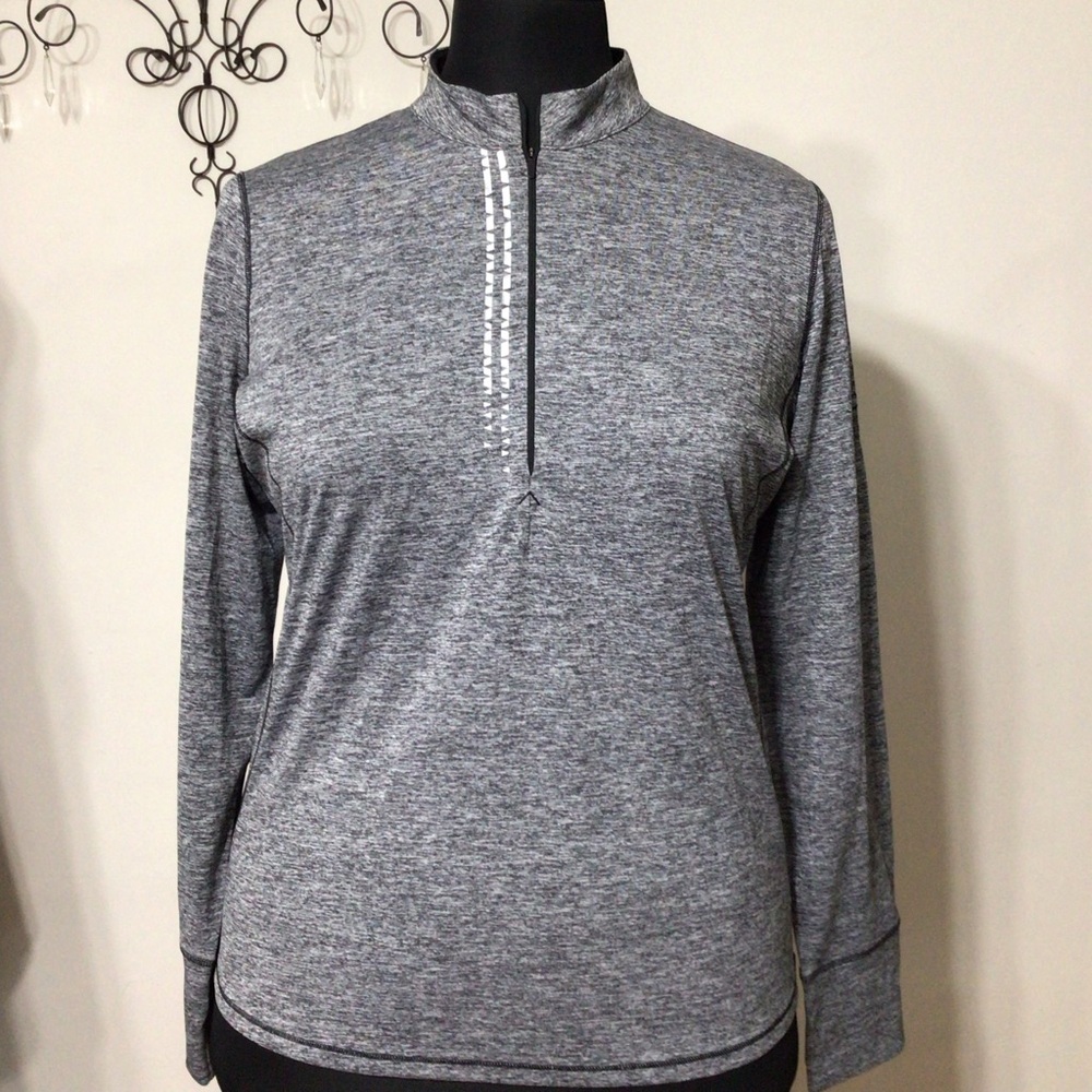 Annika by Cutter and Buck Gray Long Sleeve Women's Quarter-Zip Polo